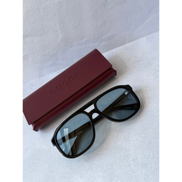 NEW Gucci GG1188S Black Blue Gold Logo Aviator Sunglasses main image 7